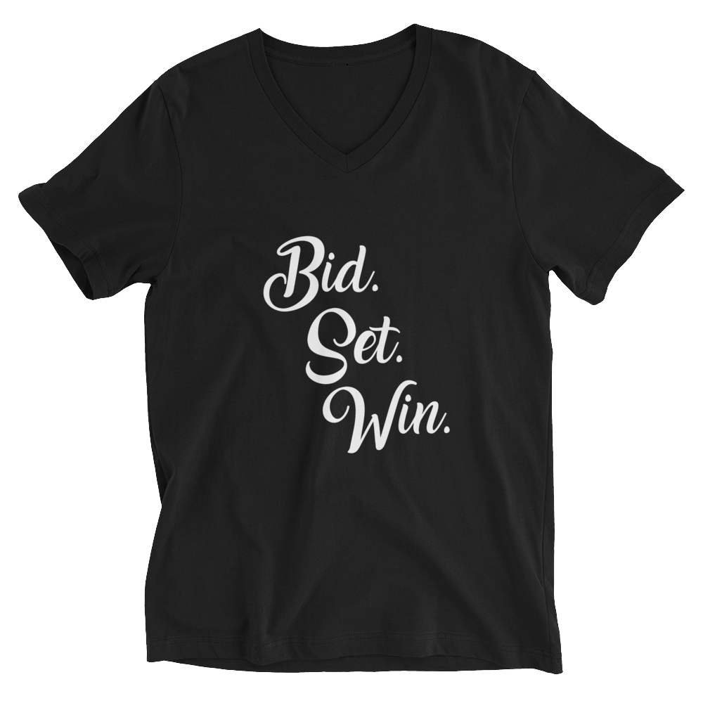 Bid. Set. Win.<br>Unisex V-Neck Tee